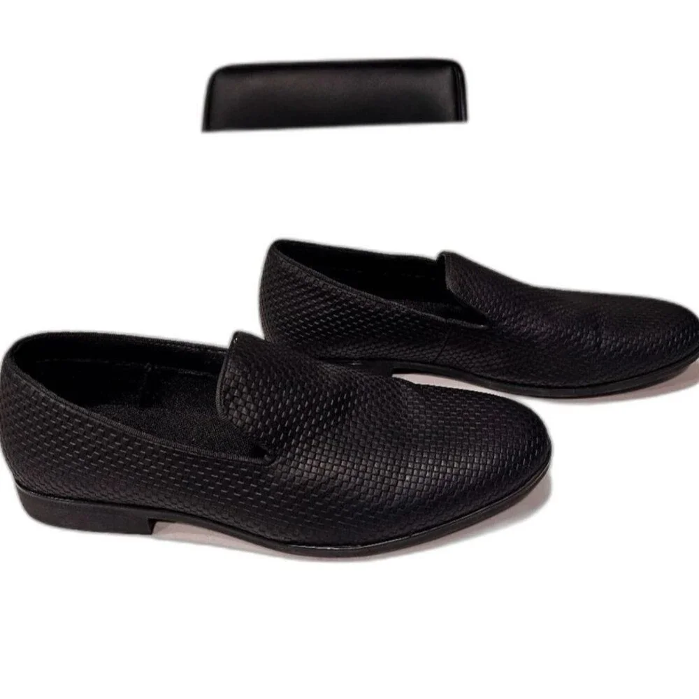 JF J Ferrar Charlton Black Woven Slip On Loafers Mens Shoes Sz 8.5